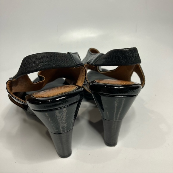 Sofft black patent leather sling back pumps peep toe shoes size 8.5 - Picture 4 of 7